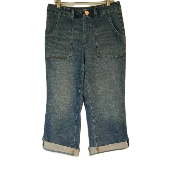 DG2 Diane Gilman Jeans   6P   Virtual Stretch   Rolled Bootcut Crop  Pull-On VGC - Picture 1 of 13